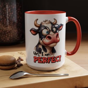 Perfect Cow Accent Coffee Mug - Whimsical Gift for Cow Lovers, Farmhouse Decor, Fun Kitchenware, Perfect Gift for Birthdays and Holidays