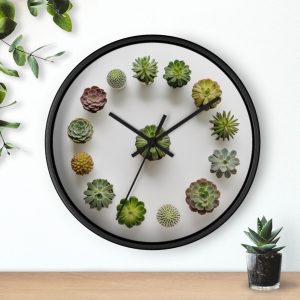 Succulent Wall Clock, Modern Home Decor, Plant Lovers Gift, Greenery Decor, Stylish Timepiece, Unique Housewarming Present